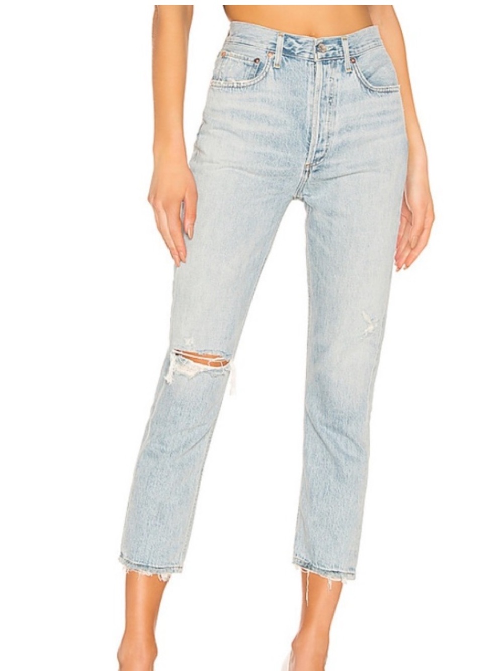 AGOLDE High-Rise Light Wash Distressed Women’s Jeans size 28